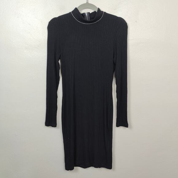LNA Dress Womens‎ Small Black Jewel Neckline Stacey Brushed Rib Mini Knit NWT - Picture 1 of 8
